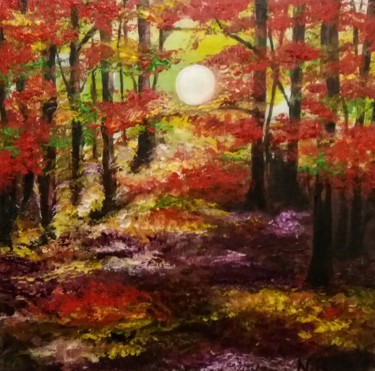 Painting titled "L'automne" by Nawelbrini, Original Artwork, Acrylic