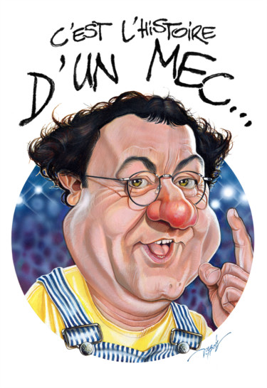 Painting titled "COLUCHE - C'est l'h…" by Frédéric Desbois, Original Artwork, Acrylic