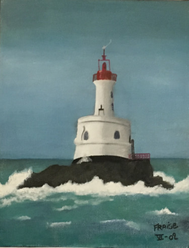Painting titled "Phare Teignouse" by F-Elle, Original Artwork, Oil