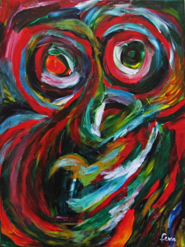 Schilderij getiteld "Eyes - Augen" door Eva Fazakas, Origineel Kunstwerk, Acryl