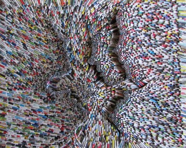 Γλυπτική με τίτλο "Familie - 3D Recycl…" από Eva Fazakas, Αυθεντικά έργα τέχνης, Κολάζ