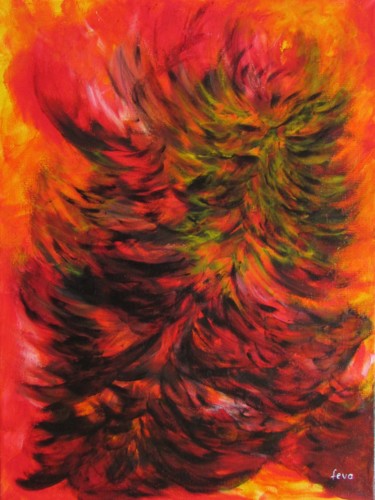 Malerei mit dem Titel "Farbspiele in rot" von Eva Fazakas, Original-Kunstwerk, Acryl