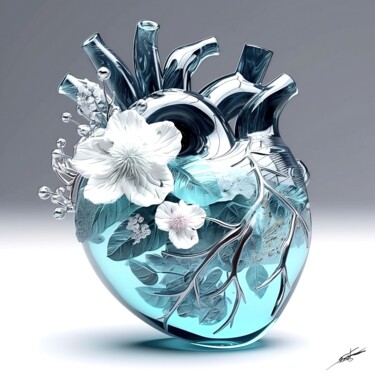 Arts numériques intitulée "Coeur de verre" par F-Font Dit "Fly", Œuvre d'art originale, Photo montage Monté sur Plexiglas