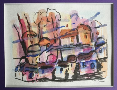Painting titled "Lotis #artistsuppor…" by Frédérique Girin, Original Artwork, Watercolor Mounted on Wood Panel