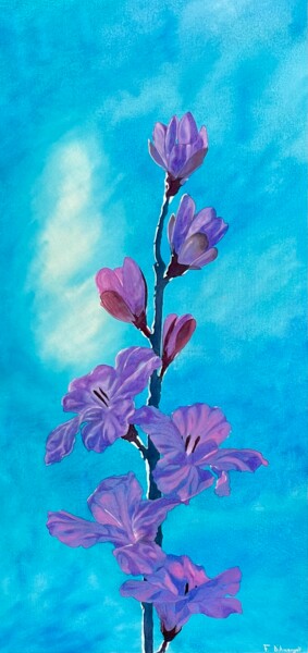 Painting titled "A flower for my mom…" by Francesco D'Arcangeli, Original Artwork, Oil Mounted on Wood Stretcher frame