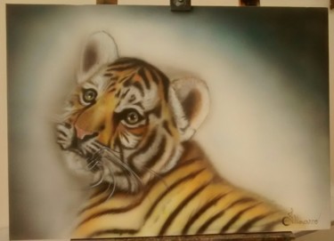 Painting titled "Tigre filhote" by F Navarro Serpa, Original Artwork