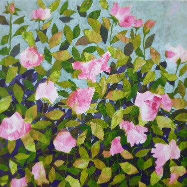 Roses Peinture intitulée "Roses" par Florence Oulhiou, Œuvre d'art originale, Acrylique