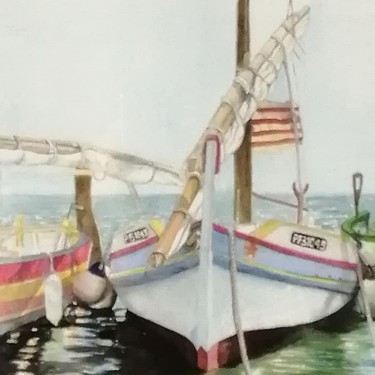Peinture intitulée "Série Barques Catal…" par Françoise Perrotton, Œuvre d'art originale, Aquarelle