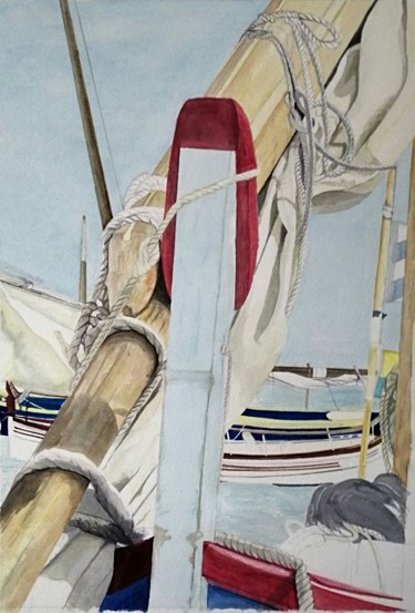 Peinture intitulée "Série Barques Catal…" par Françoise Perrotton, Œuvre d'art originale, Aquarelle