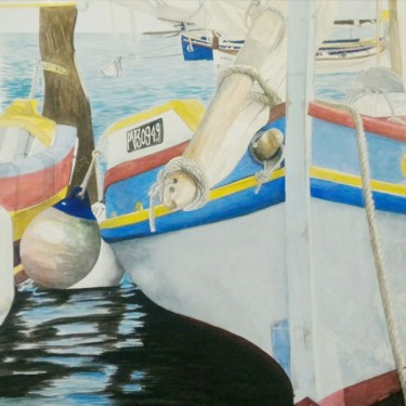Peinture intitulée "Série 1 Barques Cat…" par Françoise Perrotton, Œuvre d'art originale, Aquarelle