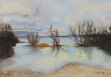 Peinture intitulée "L'étang en hiver" par Françoise Perrotton, Œuvre d'art originale, Aquarelle