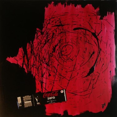 Peinture intitulée "Skyfall Black & Red" par F-Red, Œuvre d'art originale, Huile