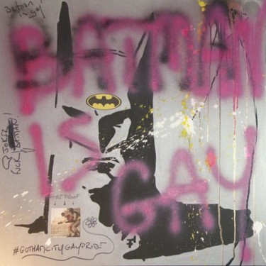 Painting titled "Batman is Gay" by F-Red, Original Artwork, Oil