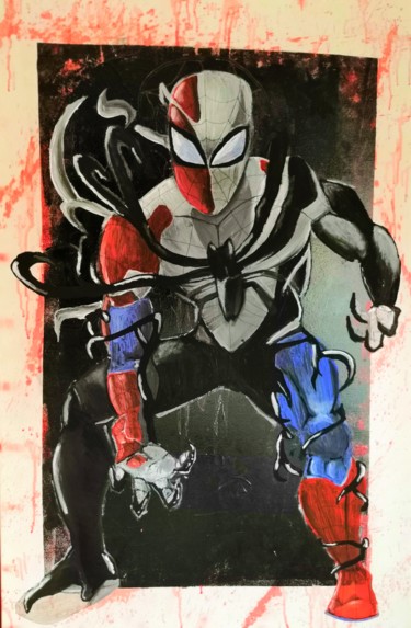 Painting titled "Spiderman1" by El Maestro, Original Artwork, Acrylic