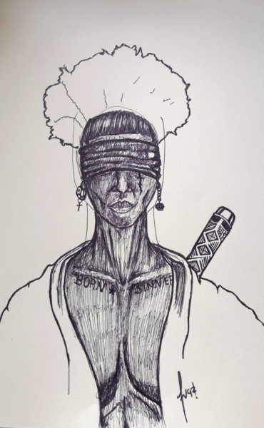 "Warrior" başlıklı Resim El Maestro tarafından, Orijinal sanat, Tükenmez kalem