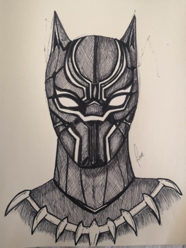 Disegno intitolato "Black Panther" da El Maestro, Opera d'arte originale, Biro