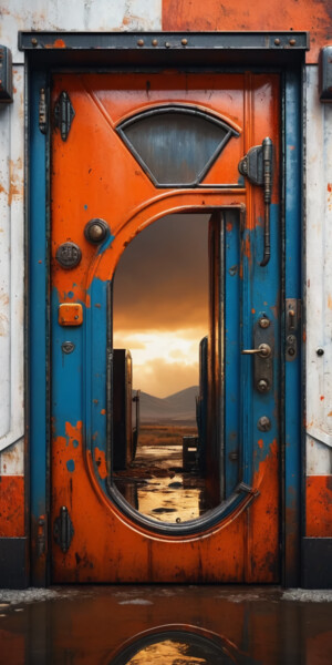 Arts numériques intitulée "The door that saw d…" par Fa Agudera, Œuvre d'art originale, Image générée par l'IA