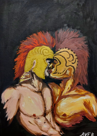 Картина под названием "Achilles and Patroc…" - Anton Faalk, Подлинное произведение искусства, Масло