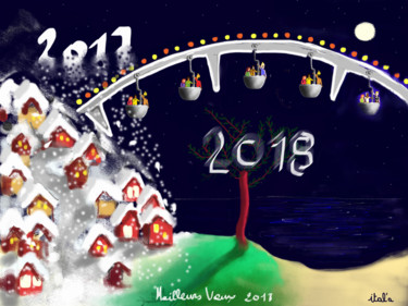 Arts numériques intitulée "meilleurs vœux 2018" par Ital'A, Œuvre d'art originale, Peinture numérique
