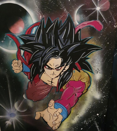 Peinture intitulée "Super sayan 4 Goku…" par Faban El, Œuvre d'art originale, Bombe aérosol