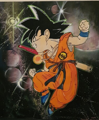 Peinture intitulée "Goku young with spa…" par Faban El, Œuvre d'art originale, Bombe aérosol