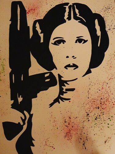 Peinture intitulée "Princese Leia "Star…" par Faban El, Œuvre d'art originale, Pochoir