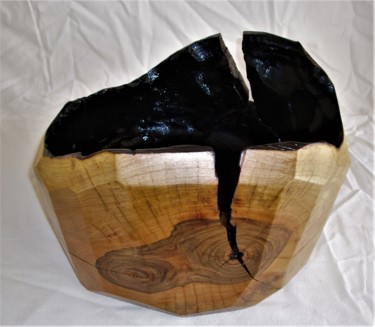 Design intitulée "Cracked black&brown" par Faber Artisan, Œuvre d'art originale, Art de la table