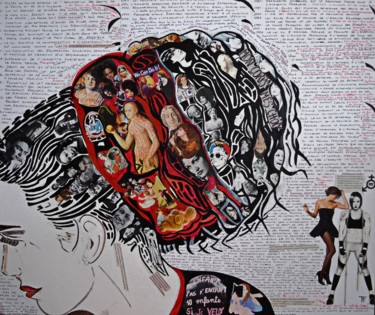 Collages intitolato "Mémoire de femmes" da Fabienne Frery, Opera d'arte originale, Collages