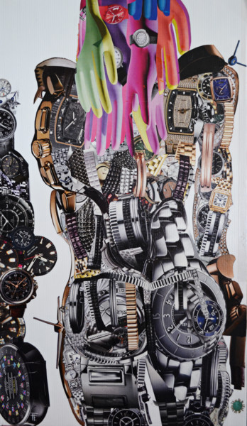 Collages titled "Chrono-Droïde M17M2…" by Fabienne Frery, Original Artwork, Collages