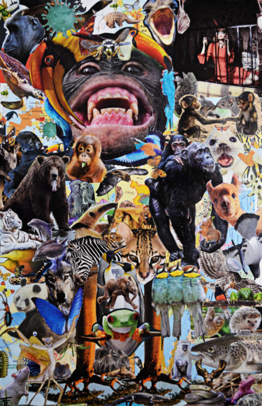 Collages titled "Dame nature" by Fabienne Frery, Original Artwork, Collages
