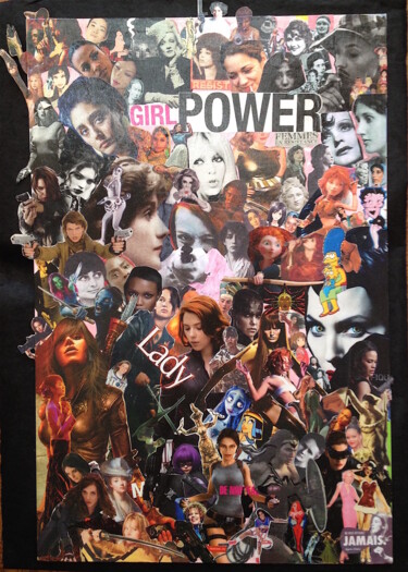 Collages getiteld "Girl Power" door Fabienne Frery, Origineel Kunstwerk, Collages