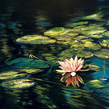 Peinture intitulée "In the white lotus…" par Fabian Bertona, Œuvre d'art originale, Huile