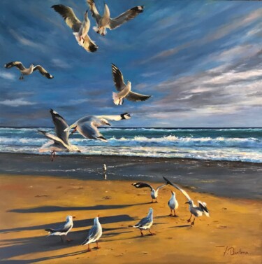 Pintura intitulada "The seagulls festiv…" por Fabian Bertona, Obras de arte originais, Óleo