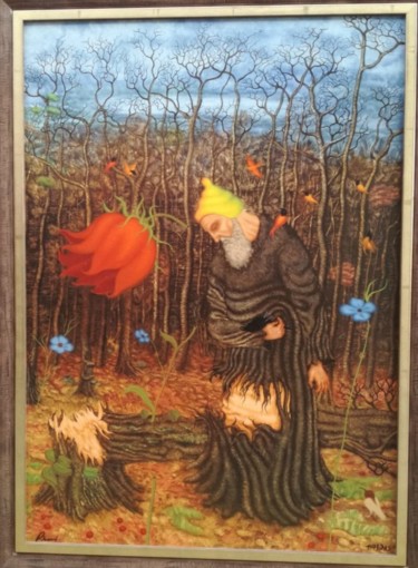 Painting titled "Herbst - Arik Brauer" by Fabian Anderle, Original Artwork, Stencil