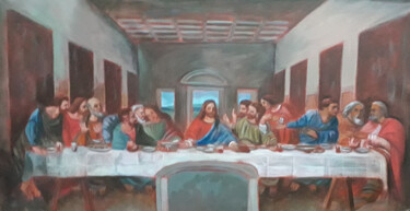 Painting titled "the last supper" by Fabian Guerrero, Original Artwork, Acrylic
