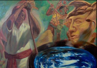 Painting titled "el chaman maya" by Fabian Guerrero, Original Artwork