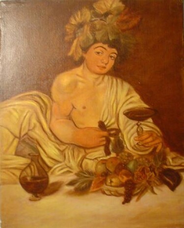 Painting titled "caravaggio  bachus" by Fabian Guerrero, Original Artwork