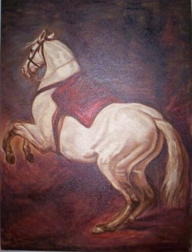 Painting titled "white horse,velazqu…" by Fabian Guerrero, Original Artwork