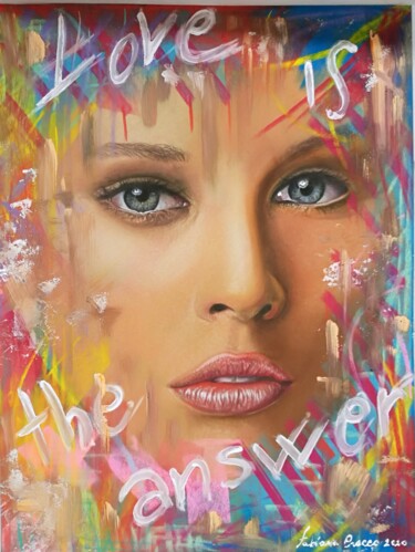 Painting titled "Donna Pop" by Fabiana Crecco, Original Artwork, Pastel Mounted on Wood Panel