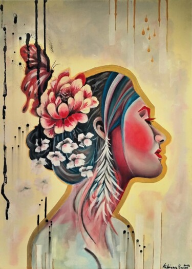 Painting titled "Primavera" by Fabiana Crecco, Original Artwork, Oil Mounted on Wood Stretcher frame