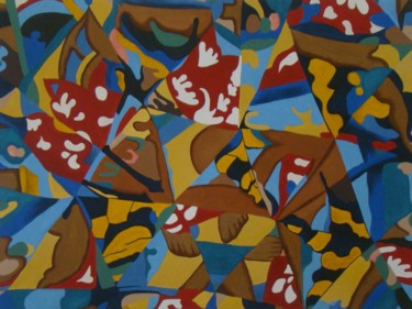 Malerei mit dem Titel ""Revendo Gauguin"" von Fabiana Lorentz, Original-Kunstwerk, Acryl