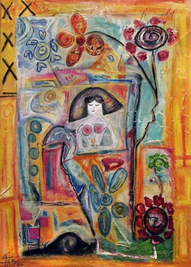Painting titled "Flores para San Val…" by Fabiana Basso, Original Artwork