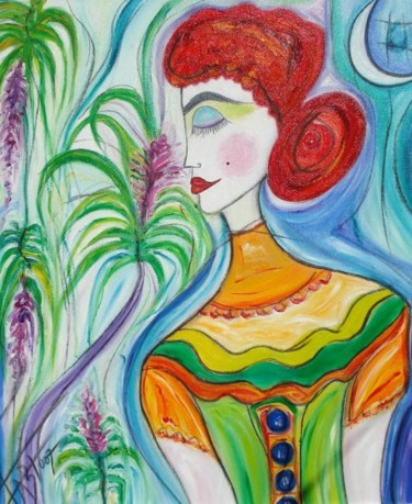 Painting titled "Clavel Del Aire" by Fabiana Basso, Original Artwork