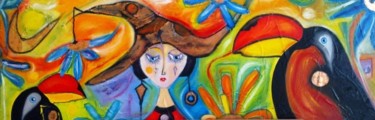 Painting titled "La Fille du Clown -…" by Fabiana Basso, Original Artwork