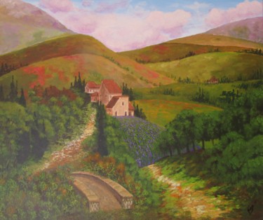 Peinture intitulée "Camino y puente ent…" par Fabiana Iglesias, Œuvre d'art originale, Acrylique Monté sur Châssis en bois