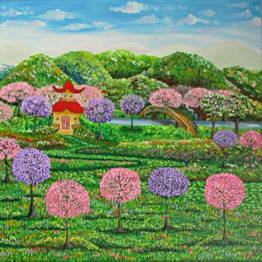 Pittura intitolato "La casa japonesa" da Fabiana Iglesias, Opera d'arte originale, Acrilico
