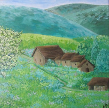 Pittura intitolato "En el campo" da Fabiana Iglesias, Opera d'arte originale, Acrilico Montato su Telaio per barella in legno