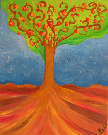 Pittura intitolato "El árbol de los fru…" da Fabiana Iglesias, Opera d'arte originale, Acrilico Montato su Telaio per barell…