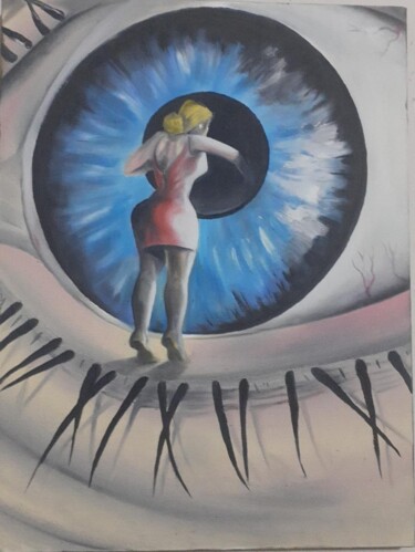 Painting titled "OLHAR CURIOSO" by Fabiano Lobato, Original Artwork, Oil