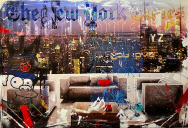 Painting titled "NY SYMPSON" by Fabiano, Original Artwork, Acrylic